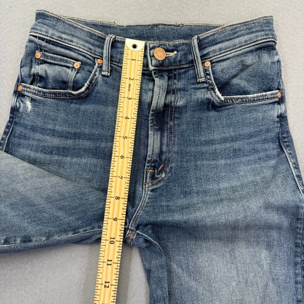 MOTHER The Insider Crop‎ Step Chew Jeans Dancing On Coals Blue Distressed 26